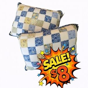 Nostalgia Home Emily Patchwork Decorative Pillow Set 12"x16" Floral Blue qty 2